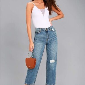 NWT EVIDNT Malibu Medium Wash Distressed Girlfriend Jeans Size 29